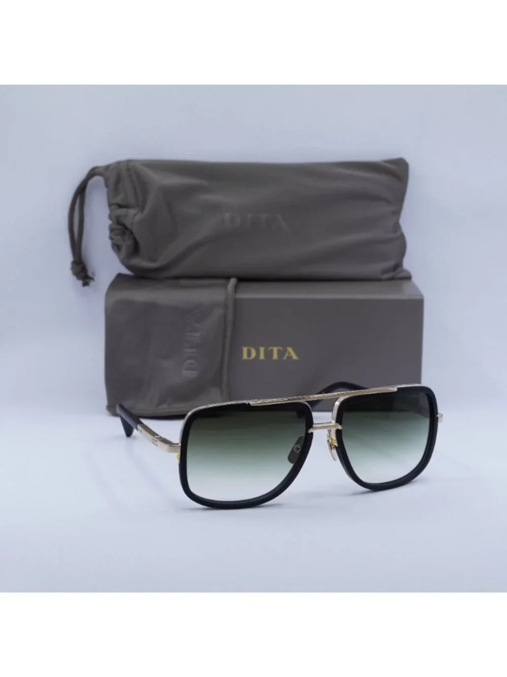 Dita MACH-ONE-DRX-2030-F-59 Aviator Sunglasses - Black / Green